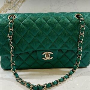 Chanel Green Quilted Leather Bag